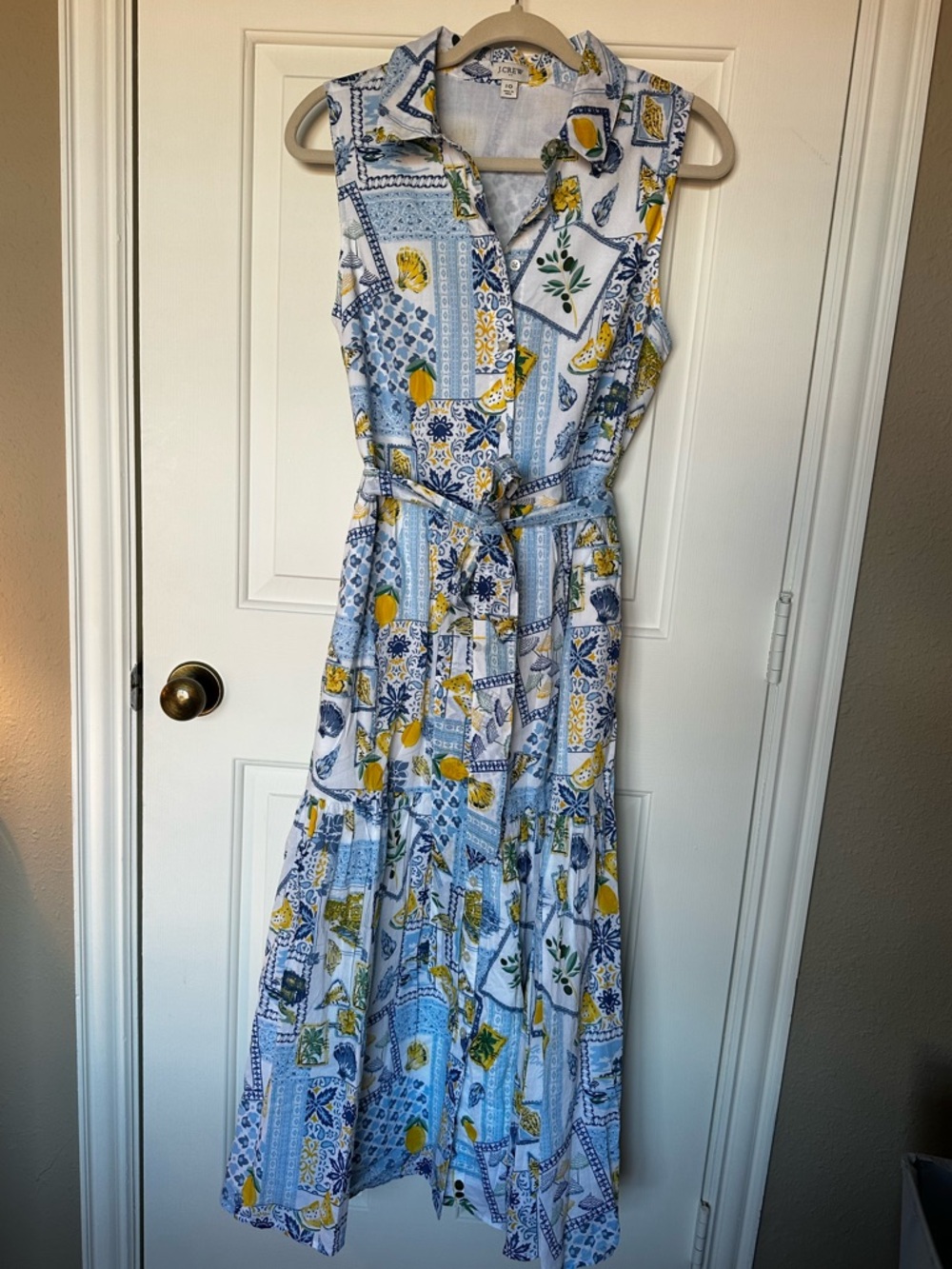 J. Crew Lemon Sleeveless Collared Maxi Dress